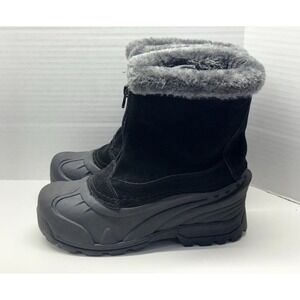 Itasca Women's Sz 7 Black Suede Thermolite 3M Insulation W/Faux Fur Winter Boots